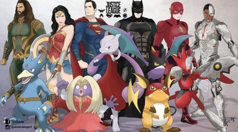 Liga da Justiça | Artista faz crossover dos heróis com Pokémons, e ficou incrível
